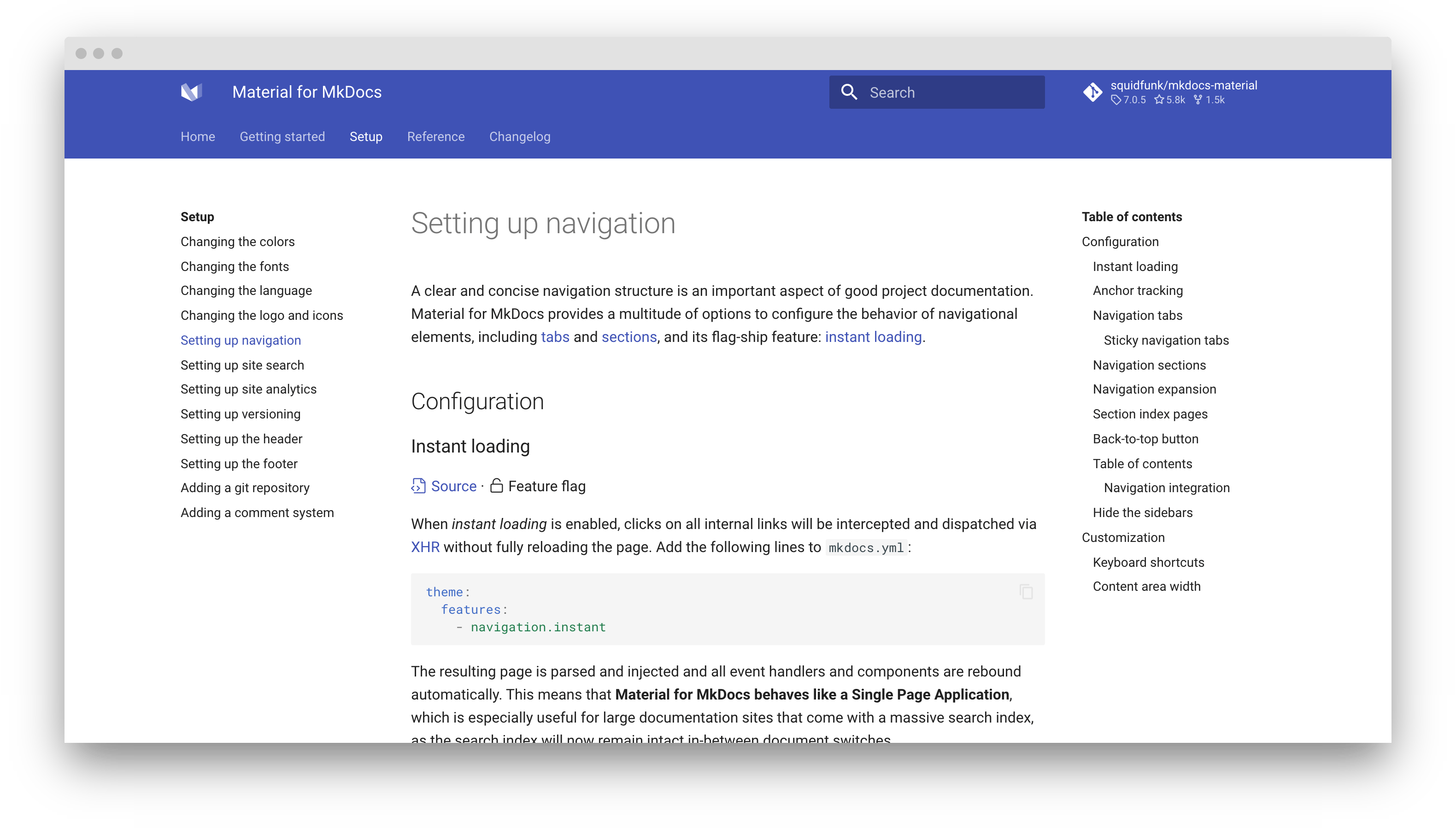 Navigation tabs enabled